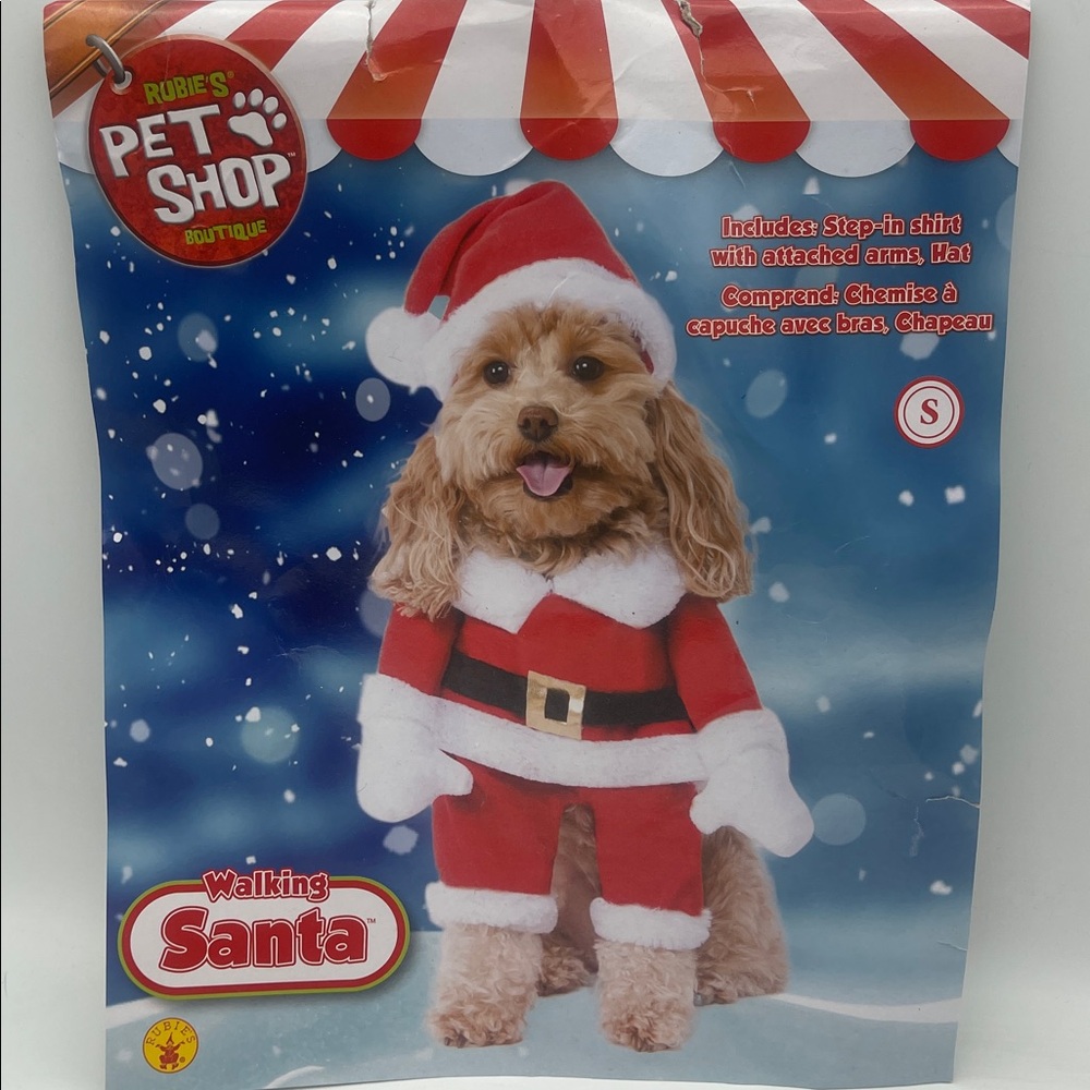 Rubie’s Pet Shop Dog Costume Walking Santa Step-In Halloween Christmas NEW Sz S